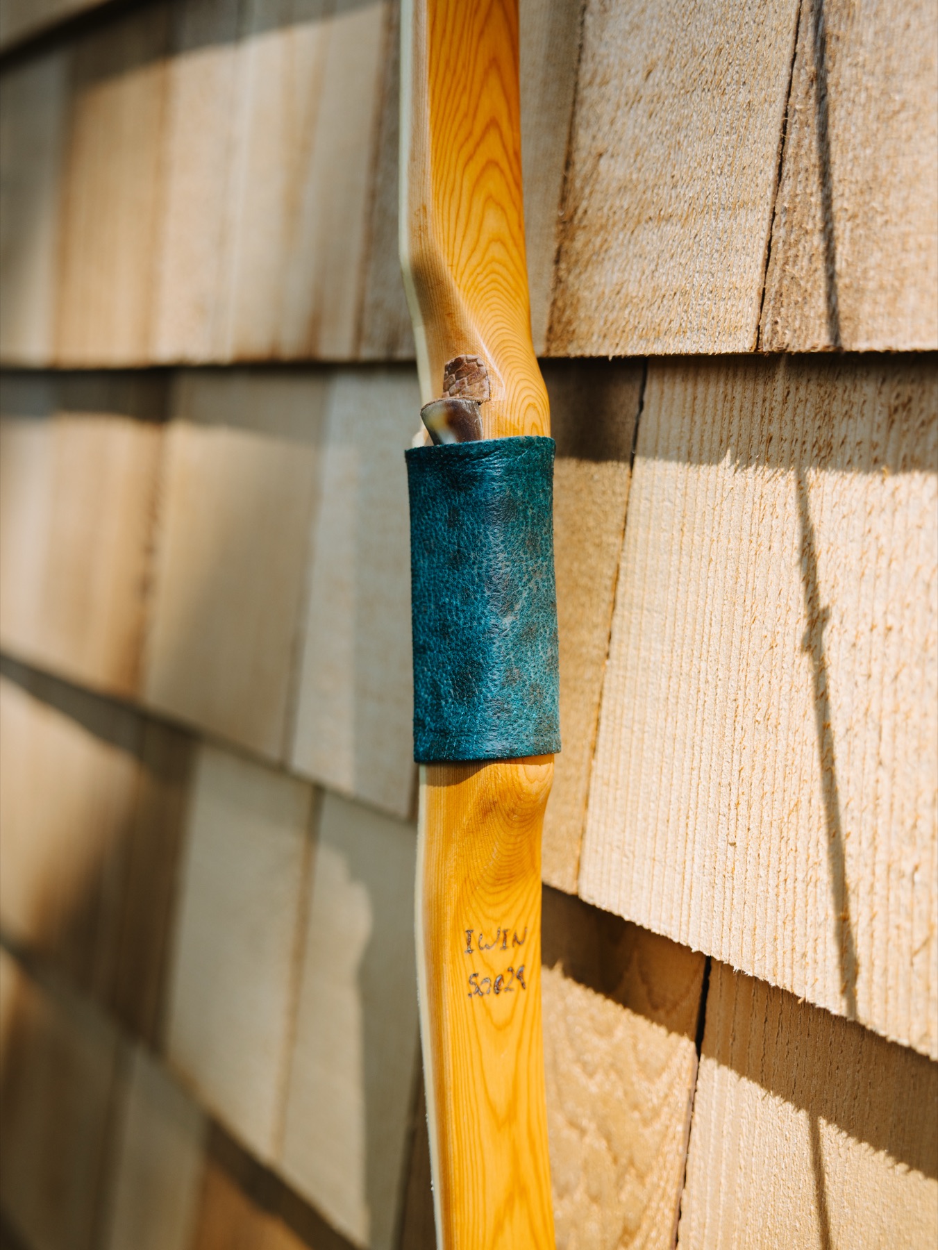 Sinew-backed bigleaf maple bow with wrapped grip